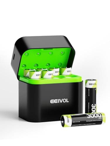 Long-Lasting 1.5V 3000mWh Li-ion, 8-Pack Rechargeable AA Batteries with Built-in Charger,Leak-Proof, Independent Charging, Fast Charging with Power Protection - Image 1