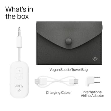 AirFly Pro 2 Deluxe – Bluetooth Adapter for Airplane, Pair 2 AirPods or Wireless Headphones – 3.5mm AUX Bluetooth Transmitter/Receiver for Cars, Boats, Treadmills, TVs – Airplane Travel Essentials - Image 5