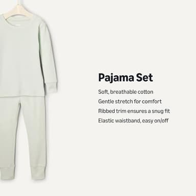 Amazon Essentials x Sofia Grainge Unisex Babies' Snug-Fit Cotton Pajamas, Pack of 2, Ivory/Pale Green, 18 Months - Image 2