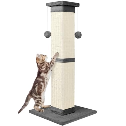 Cat Scratching Post 33 Inch Nature Sisal Scratch Post for Indoor Cats, Large Cat Scratcher Protect Your Furniture, for All Breeds Grey - Image 1