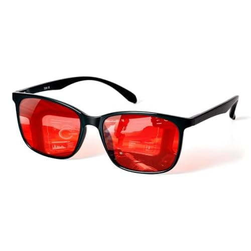 TIJN Sleep Glasses for 99.9% Blue Green Light Blocking Dual AR Coatings Red Lens for Computer Gaming Reduce Eyestrain, TR90, Black - Image 1