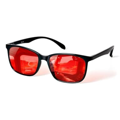 TIJN Sleep Glasses for 99.9% Blue Green Light Blocking Dual AR Coatings Red Lens for Computer Gaming Reduce Eyestrain, TR90, Black - Image 1