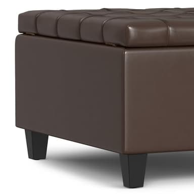 SIMPLIHOME Harrison 30 inch Wide Transitional Square Small Coffee Table Storage Ottoman in Chocolate Brown Vegan Faux Leather, Assembled, for The Living Room and Bedroom - Image 9