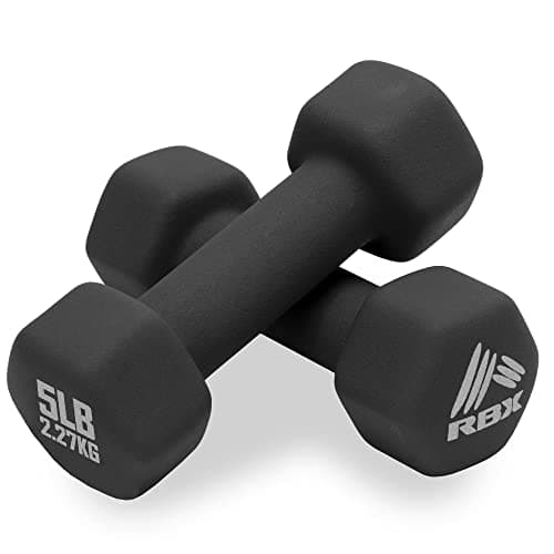 RBX Weights Dumbbells Set - Neoprene Arm Weights with Non-Slip Grip, Strength Training Equipment Workout Weights for at Home or Gym Training, Anti-Roll Black - Image 1
