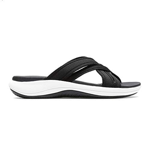 Clarks Women's Mira Isle Slide Sandal, Black Textile, 10 Wide