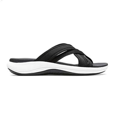 Clarks Women's Mira Isle Slide Sandal, Black Textile, 10 Wide