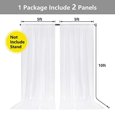 10 ft × 10 ft White Backdrop Curtain for Wedding Decor Holiday Party - White Wedding Backdrop Polyester Photography Backdrop Drapes Baby Shower Birthday Privacy Sliding Curtains Home Decor, 2 Panels - Image 2