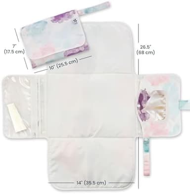 Tiny Twinkle Portable Diaper Changing Pad | Waterproof, Wipeable & Compact Baby Changing Pad for Travel | Smart Wipes Pocket & Organized Storage| Newborn Shower Gift (Cotton Candy - Image 3