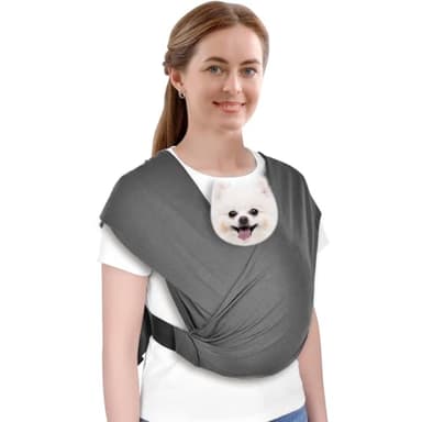 CUBY Swaddle Dog Sling Carrier for Small Dogs, Front Pet Sling Carrier Chest,Hands Free Adjustable Cat Sling Carrier Soft Cotton Reducing Pain Puppy Sling Carrier for Small Pet Up to 10lb (Dark Gray) - Image 1