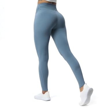 Aoxjox High Waisted Workout Leggings for Women Trinity Yoga Pants 26.5" (Steel Blue, Medium) - Image 1