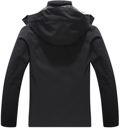 Women's Waterproof Raincoat Lightweight Rain Jacket Detachable Hood Travel Outdoor Black M - Image 2