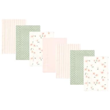 Hudson Baby Unisex Baby Cotton Flannel Burp Cloths, Pink Dainty Floral 7 Pack, One Size - Image 1