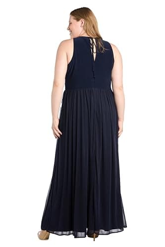 R&M Richards Women's Flowing Glam Evening Dress, Navy - Image 5