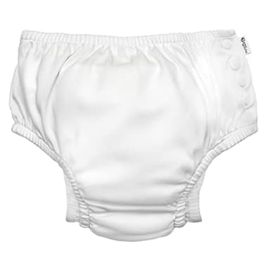 i play. by green sprouts Reusable, Eco Snap Swim Diaper with Gussets, UPF 50, White, Patented Design, STANDARD 100 by OEKO-TEX Certified 6 mo - Image 1