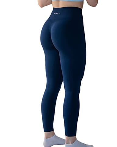 Seamless Scrunch Legging Women Yoga Pants 7/8 Tummy Control Workout Running for Workout Fitness Sport Active Ankle Legging-25'' (L, Tuxedo Blue) - Image 7