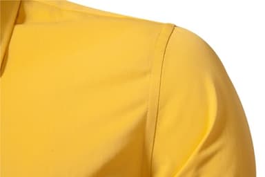 DELCARINO Men's Long Sleeve Button Up Shirts Solid Slim Fit Casual Business Formal Dress Shirt Yellow X-Small - Image 3