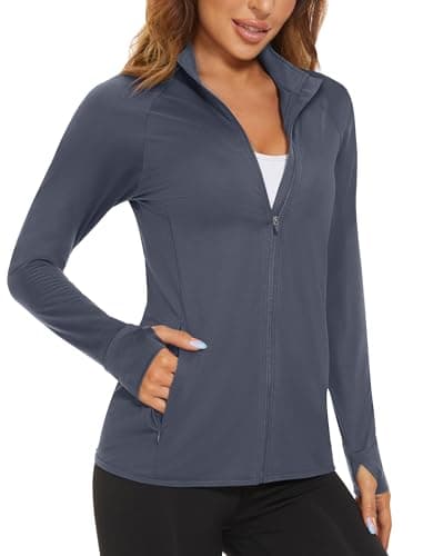 MAGCOMSEN Lightweight Jacket for Women Long Sleeve UPF 50+ Sun Protection Shirts Hiking Running Workout Shirts Grey M - Image 1
