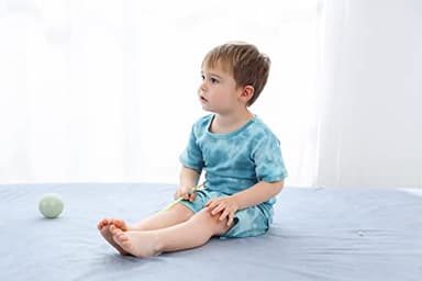 Owlivia Kids Pjs Set, Boys Girls Summer Short-Sleeve Sleepwear, 100% organic cotton Toddler Pajamas(7 Years, Short Tie Dye Green) - Image 4