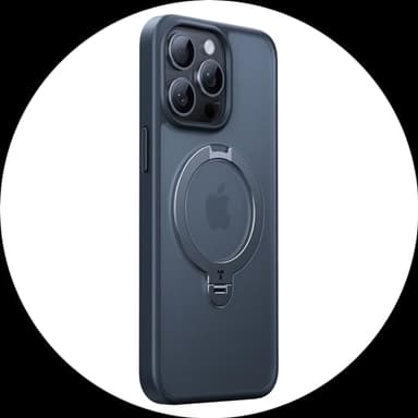 TORRAS Upgraded 360 Spin Magnetic Stand for iPhone 15 Pro Max Case, Compatible with MagSafe, Military Grade Shockproof, Built-in Kickstand Ring Holder, Translucent Slim Soft Edge, Ostand Spin Black - Image 8