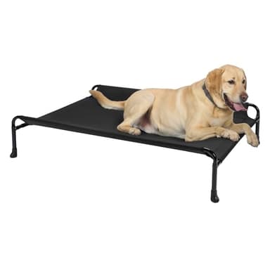 Veehoo Cooling Elevated Dog Bed - Raised for Large Dogs, Outdoor With Guardrail, Upgraded Non-Slip Feet, Breathable Teslin Mesh, Portable Camping Cot, 41 x 27 Inches, Black - Image 1