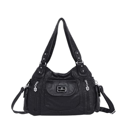 Angel Kiss Purses for Women, Large Shoulder Bag Hobo Tote Purse Mutipocket Faux Leather Satchel Hobo Purse - Image 1