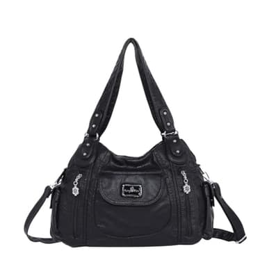 Angel Kiss Purses for Women, Large Shoulder Bag Hobo Tote Purse Mutipocket Faux Leather Satchel Hobo Purse - Image 1