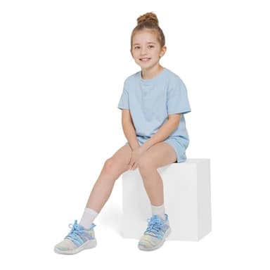 RUNSIDE Girls Tennis Shoes Lightweight Sports Kids Sneakers Lace-up for Running/Walking, Toddler/Little Kid/Big Kid Rainbow Blue - Image 5