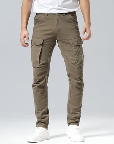 Plaid&Plain Men's and Women's Pacific Blue Cargo Pants - Slim Fit, 3D Shape, Articulated Knees, Stretchy Fabric C804 A-Grey 33WX34L - Image 8
