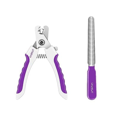 OneCut 4.7" Small Dog & Cat Nail Clipper Stainless Steel Cat Claw Trimmers for Rabbits, Guinea Pigs, Birds, Puppies, Kittens and Small Animals Pet Nail Clipper for Professional and Home Use (Purple) - Image 1