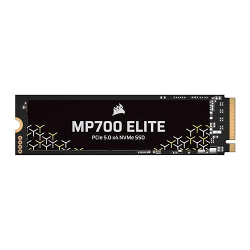 Corsair MP700 Elite 2TB PCIe 5.0 x4 NVMe M.2 SSD – Up to 10,000MB/sec – High-Density 3D TLC NAND – M.2 2280 - DirectStorage Compatible – Black - Image 1