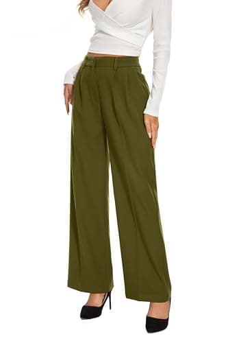 FUNYYZO Women's Wide Leg Pants High Elastic Waisted in The Back Business Work Trousers Long Straight Suit Pants - Image 4