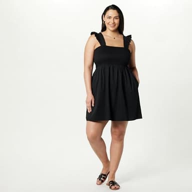 The Drop Women's Kari Ruffled-Shoulder Smocked Mini Dress Black, L - Image 5