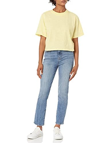 The Drop Women's Sydney Short-sleeve Cropped Crew Neck T-shirt, Pastel Yellow, L - Image 3