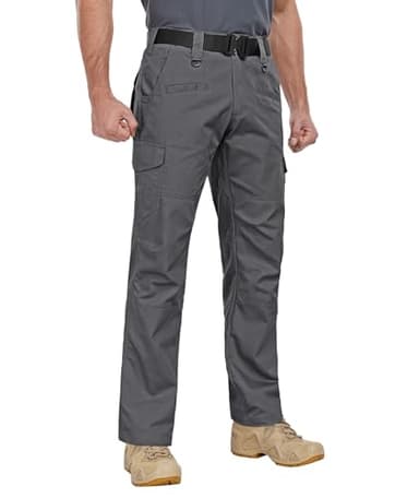 Zoofly Mens Hiking Pants with Pockets Water Proof Cargo Work Pants for Men Ripstop Army Cargo Pants Elastic Waist Grey 32W*32L - Image 5