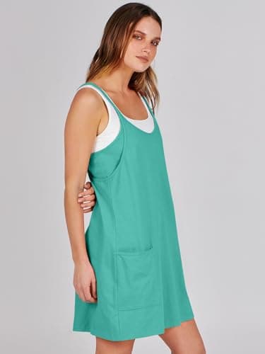 Prinbara Women Athletic Tennis Dress Summer Workout Sports Mini Romper Dress Built in Shapewear Shorts Sundress 2025 Outfits Lake Blue Small - Image 3