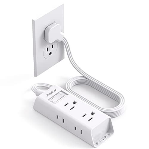 Cruise Essentials - Flat Plug Power Strip, Addtam 5 ft Ultra Flat Extension Cord with 6 Outlets Extender, No Surge Protector for Cruise Ship, Travel, Dorm, Home Office, ETL Listed - Image 1