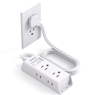 Cruise Essentials - Flat Plug Power Strip, Addtam 5 ft Ultra Flat Extension Cord with 6 Outlets Extender, No Surge Protector for Cruise Ship, Travel, Dorm, Home Office, ETL Listed - Image 1