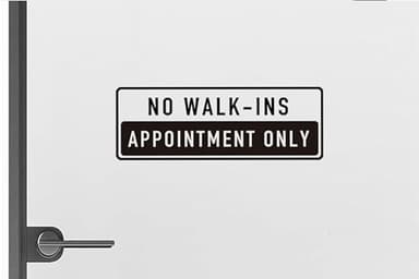 ZLKAPT No Walk-ins by Appointment Only Vinyl Decal - 14"x5" - Professional Business Sign for Storefront Window and Door - Appointment Scheduling Decal - Easy Application (Inside Application, Black) - Image 4