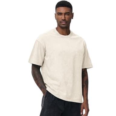 2 Pack Men's Oversized Cotton T-Shirts Loose Fit Vintage Tee Short Sleeve Casual Tshirts Solid Tops(BGPK,XL) - Image 3