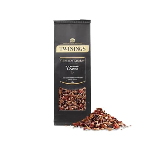 Twinings Blackcurrant & Lavender Loose Leaf Infusion Herbal Tea, 3.53 Ounce (100g) Pouch, Naturally Caffeine-Free, Enjoy Hot or Iced - Image 1
