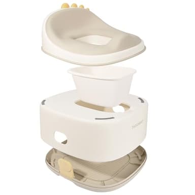 Bebamour Toddler Potty Training Toilet 3 in 1 Versatile Toilet Seat & Step Stool & Potty Chair Portable Potty Trainer for Boys & Girls with with 100 Pack Trash Bags (Dinosaur Coffee) - Image 4
