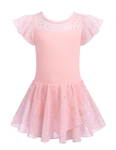 Zaclotre Girls Ballet Leotards Ruffle Sleeve Sparkle Dance Leotard Toddler Ballerina Dress Outfits - Image 1