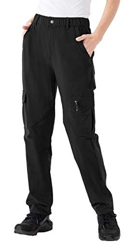 Rdruko Women's Hiking Cargo Pants Lightweight Water-Resistant Quick Dry UPF 50+ Travel Work Pants Zipper Pockets Black XX-Large - Image 1