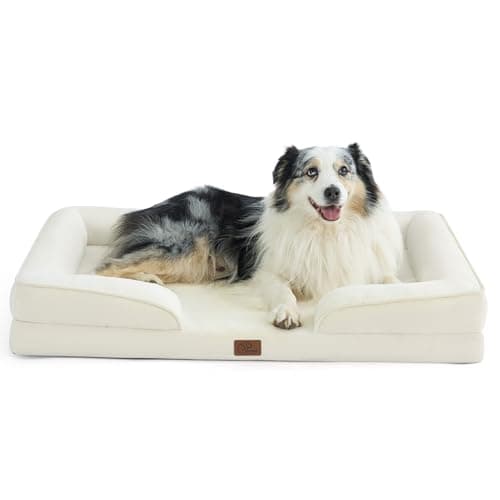 Bedsure XL Orthopedic Dog Bed for Extra Large Dogs - Washable XLarge Dog Cat Bed Waterproof, Comfort Dogs Couch Sofa with Washable Removable Cover, Pet Bed with Nonskid Bottom, Ivory, 42" - Image 1