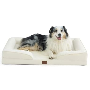 Bedsure XL Orthopedic Dog Bed for Extra Large Dogs - Washable XLarge Dog Cat Bed Waterproof, Comfort Dogs Couch Sofa with Washable Removable Cover, Pet Bed with Nonskid Bottom, Ivory, 42" - Image 1