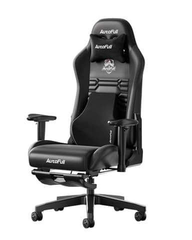 AutoFull C3 Gaming Chair, Racing Style Gaming Chair with Ergonomic Lumbar Support,Adjustable High Back PU Leather PC Chair with Footrest,Black - Image 1