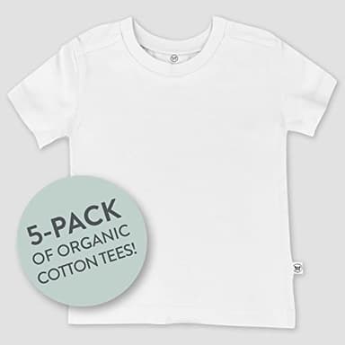HonestBaby Unisex Baby Organic Cotton Short Sleeve T-shirt Multi-packs Infant-and-toddler-shirts, 5-pack Bright White, 3T US - Image 4