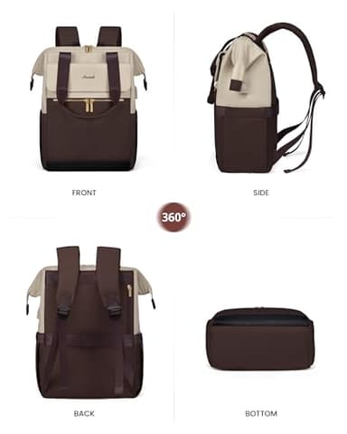 LOVEVOOK Laptop Backpack for Women, 15.6 Inch Work Laptop Bag with USB Port, Fashion Teacher Nurse Backpack Purse, Waterproof Travel Computer Backpack with Organizer Bag, 2PCS, Apricot-Coffee - Image 9