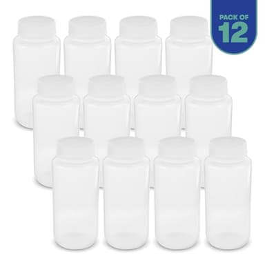 United Scientific® Unistore™ - Sample Containers with Lids - Laboratory Grade Polypropylene Wide Mouth Reagent Bottle - 16 Oz Bottles with Caps (500ml), Plastic Bottles with Lids, Pack of 12 - Image 2