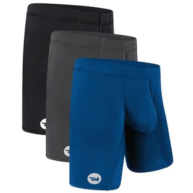 Real Men 6in Nylon Boxer Briefs A Pouch Lrg 3pk Blk/Blu/Gry 3x Boxer Briefs For Men Pouch Mens Bulge Enhancement Underwear Mens Underwear Nylon - Image 1